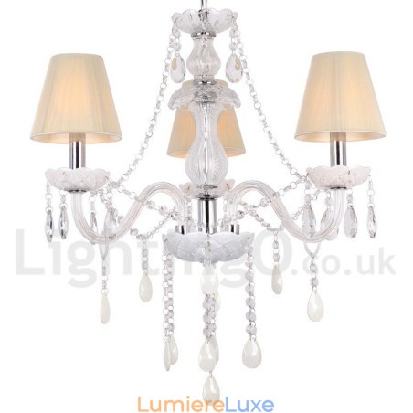 Lustre à 3 lumières en cristal K9 blanc style bougie