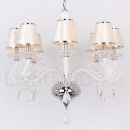 Lustre contemporain en cristal K9 blanc à 8 lumières de style bougie