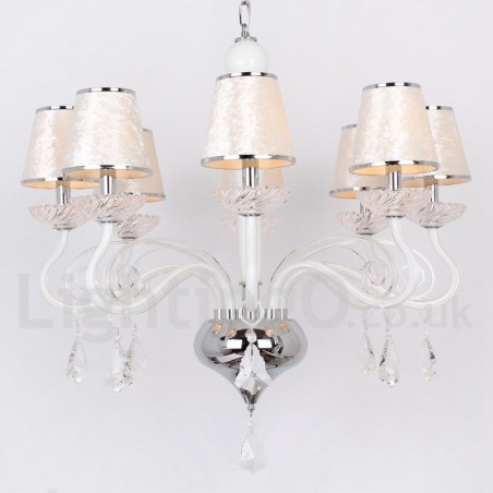 Lustre contemporain en cristal K9 blanc à 8 lumières de style bougie