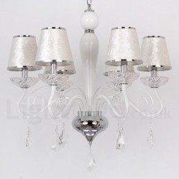 Lustre contemporain à 6 lumières en cristal K9 blanc de style bougie