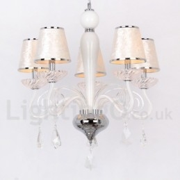 Lustre contemporain à 5 lumières en cristal K9 blanc de style bougie