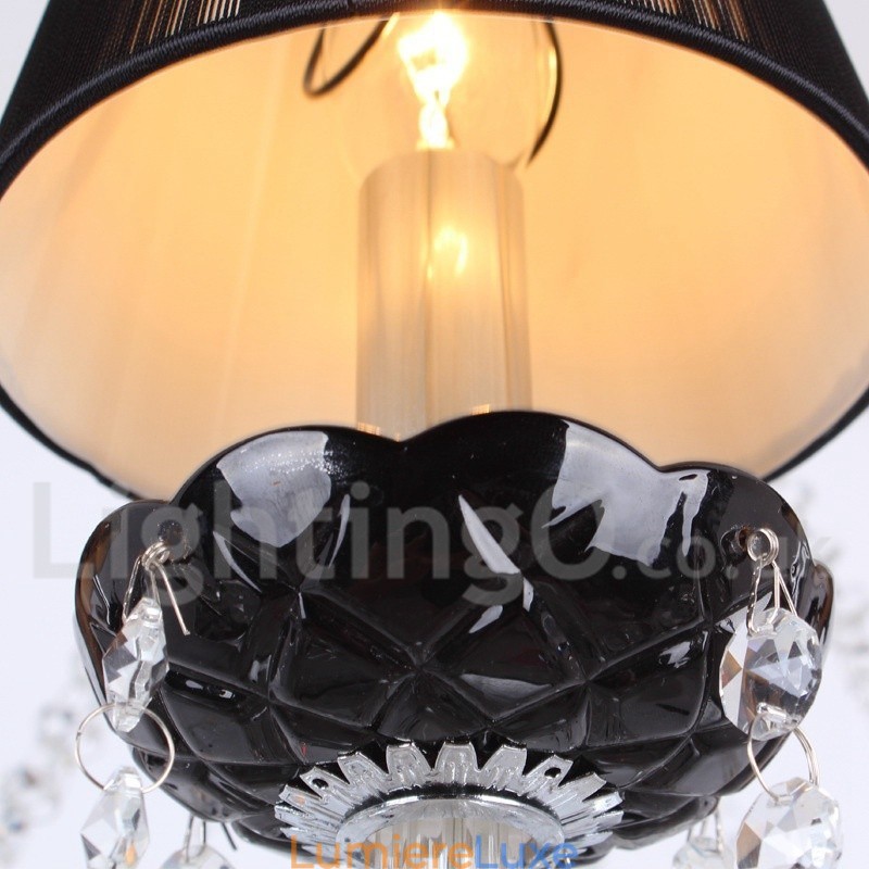 Lustre contemporain à 8 lumières en cristal K9 brossé noir de style bougie