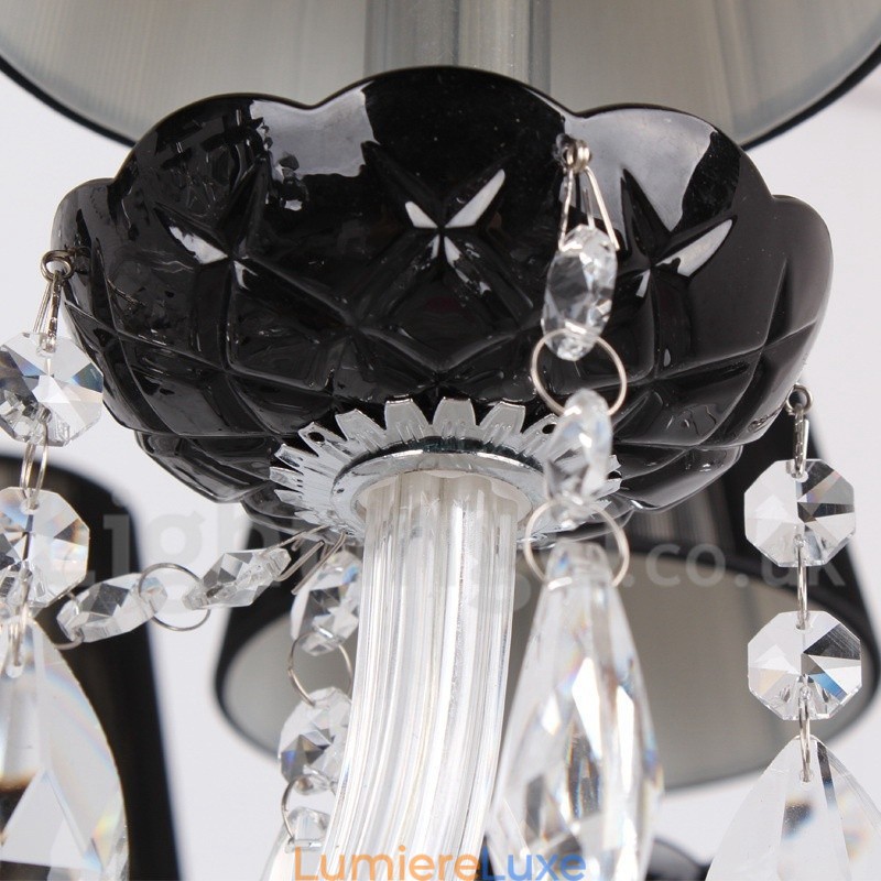 Lustre contemporain à 8 lumières en cristal K9 brossé noir de style bougie