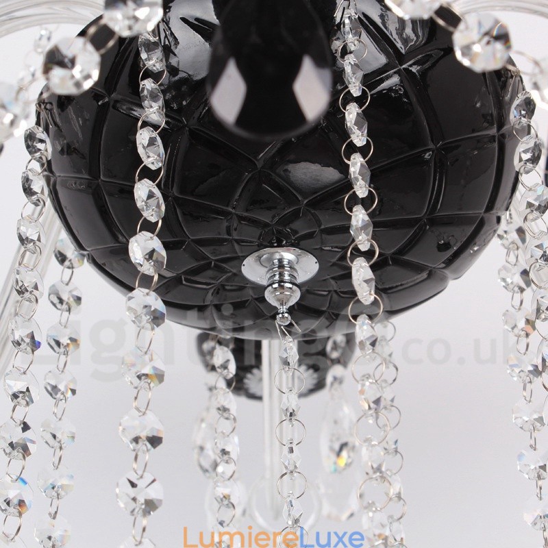 Lustre contemporain à 8 lumières en cristal K9 brossé noir de style bougie