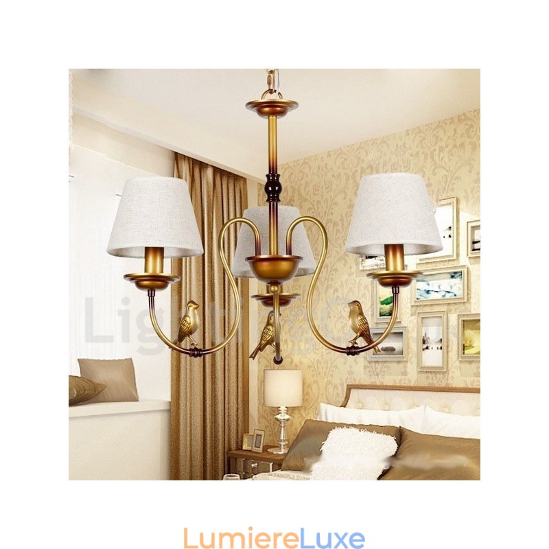 Lustre à 3 lumières de style bougie rétro rustique contemporain moderne