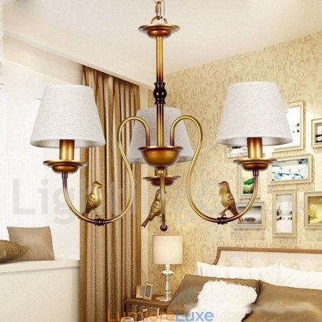 Lustre à 3 lumières de style bougie rétro rustique contemporain moderne