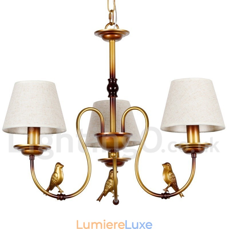 Lustre à 3 lumières de style bougie rétro rustique contemporain moderne