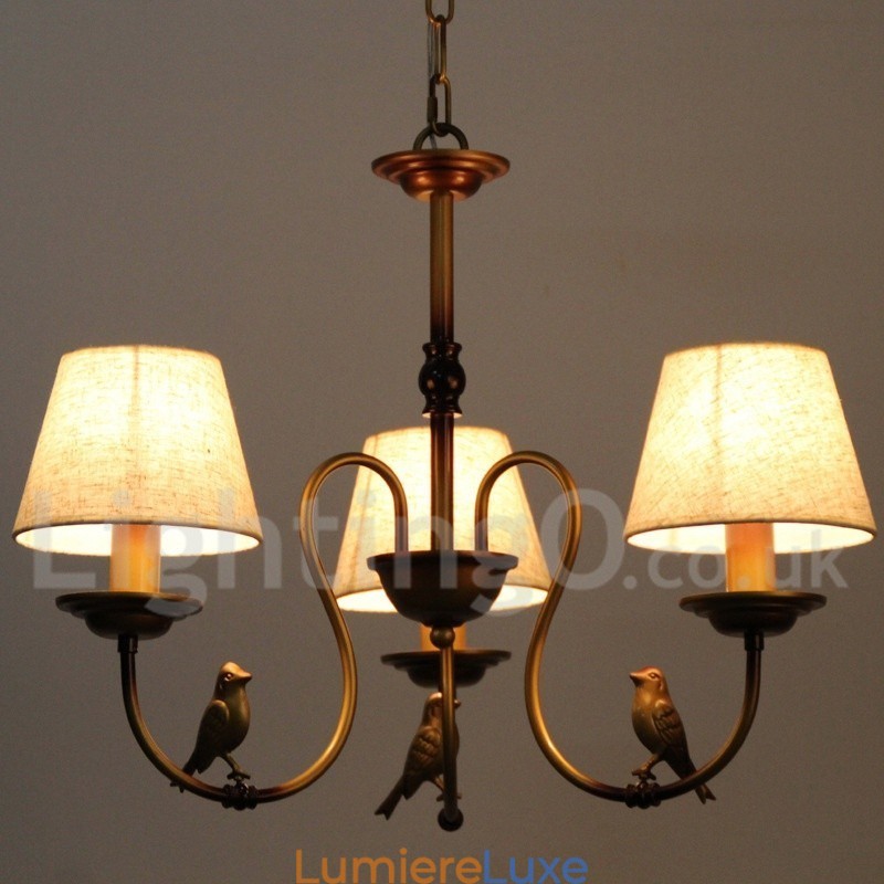 Lustre à 3 lumières de style bougie rétro rustique contemporain moderne