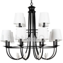 Lustre à 12 lumières de style méditerranéen rétro noir rustique contemporain de style bougie