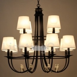 Lustre à 12 lumières de style méditerranéen rétro noir rustique contemporain de style bougie