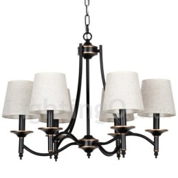 Lustre rustique rétro noir contemporain à 6 lumières de style bougie