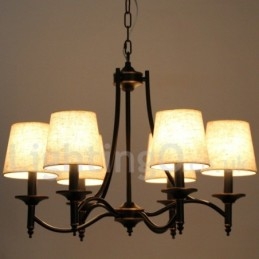 Lustre rustique rétro noir contemporain à 6 lumières de style bougie