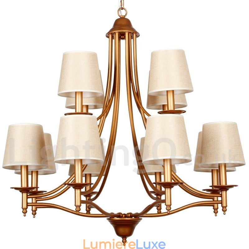 Lustre à 12 lumières de style méditerranéen rétro rustique avec bougies