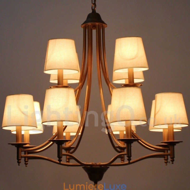 Lustre à 12 lumières de style méditerranéen rétro rustique avec bougies