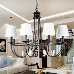 Lustre à 8 lumières de style méditerranéen rétro noir rustique contemporain de style bougie