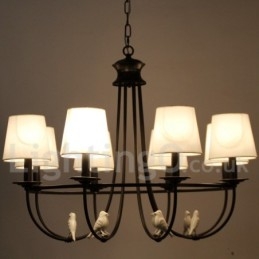 Lustre à 8 lumières de style méditerranéen rétro noir rustique contemporain de style bougie