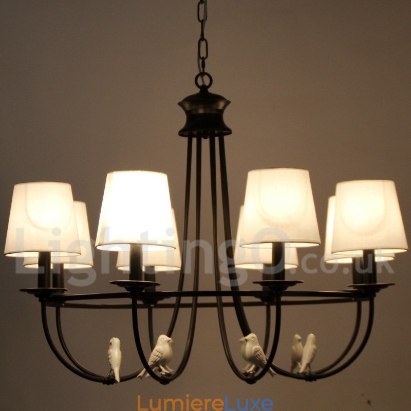 Lustre à 8 lumières de style méditerranéen rétro noir rustique contemporain de style bougie