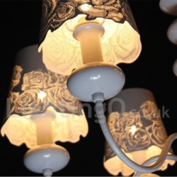 Lustre moderne contemporain à 6 lumières de style bougie creuse blanche
