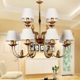 Lustre à 12 lumières de style bougie rétro rustique contemporain moderne
