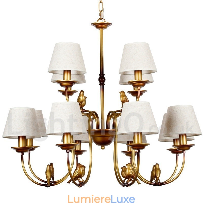 Lustre à 12 lumières de style bougie rétro rustique contemporain moderne