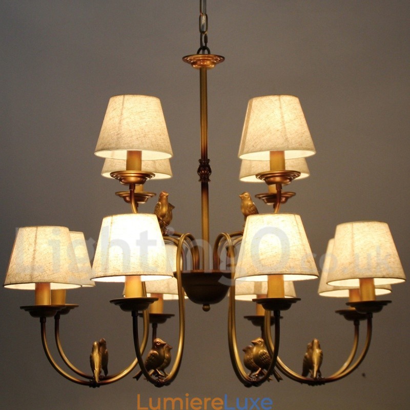 Lustre à 12 lumières de style bougie rétro rustique contemporain moderne