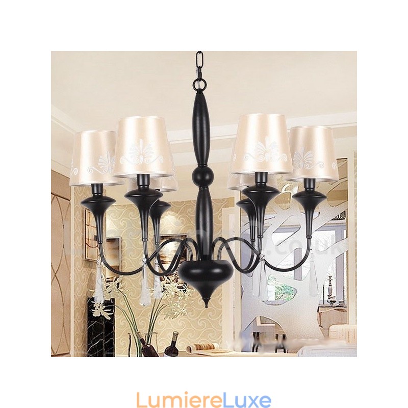 Lustre à 6 lumières de style méditerranéen en forme de bougie