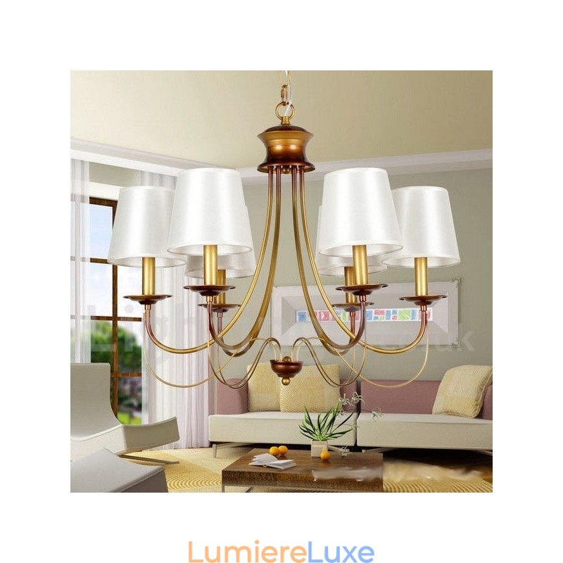 Lustre à 6 lumières de style méditerranéen rustique et contemporain moderne de style bougie