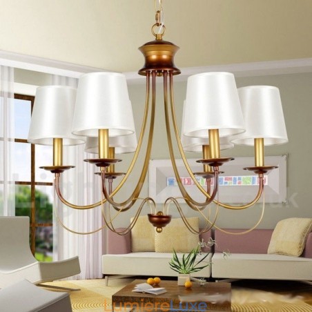 Lustre à 6 lumières de style méditerranéen rustique et contemporain moderne de style bougie