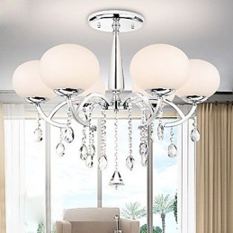 Lustre moderne contemporain en métal galvanisé et cristal