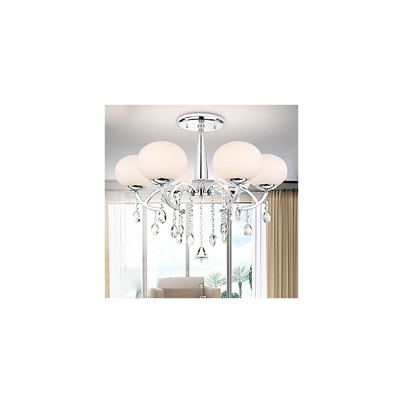 Lustre moderne contemporain en métal galvanisé et cristal