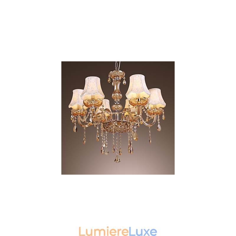Lustre de luxe de style européen à 6 lumières avec cristal K9