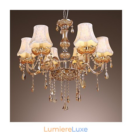 Lustre de luxe de style européen à 6 lumières avec cristal K9 Lustre de luxe de style européen à 6 lumières avec cristal K9