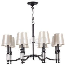 Lustre noir rétro contemporain à 8 lumières de style bougie