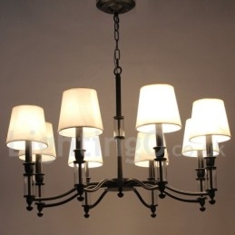 Lustre noir rétro contemporain à 8 lumières de style bougie