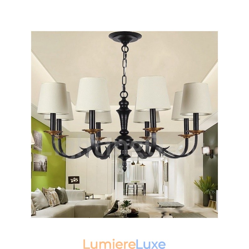 Lustre rétro à 8 lumières de style bougie