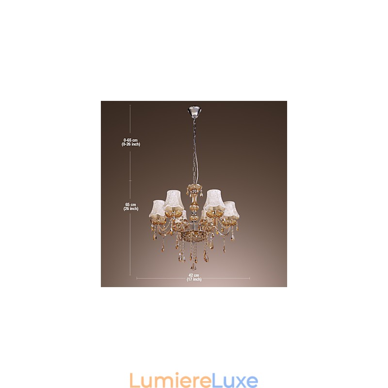 Lustre de luxe de style européen à 6 lumières avec cristal K9