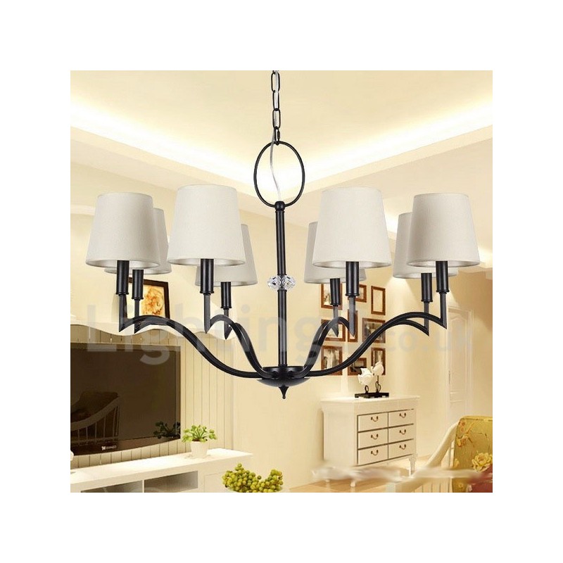 Lustre contemporain moderne à 8 lumières de style bougie