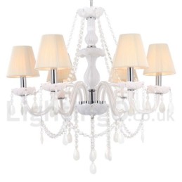 Lustre en cristal K9 blanc à 6 lumières de style bougie