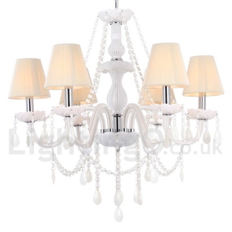 Lustre en cristal K9 blanc à 6 lumières de style bougie