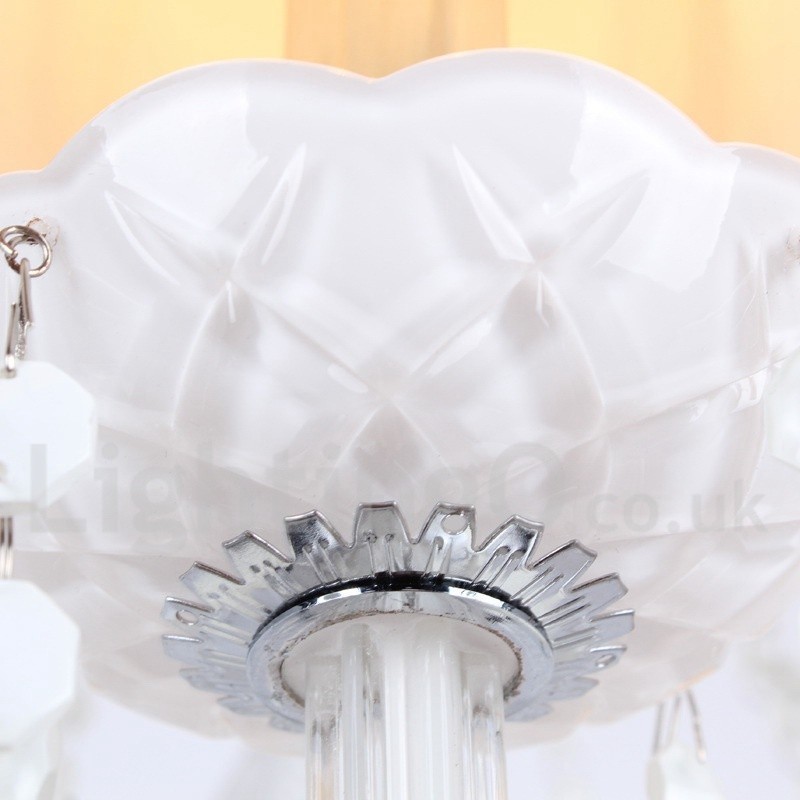 Lustre en cristal K9 blanc à 6 lumières de style bougie
