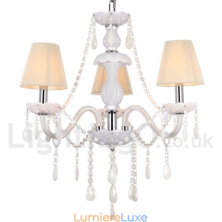 Lustre à 3 lumières en cristal K9 blanc style bougie