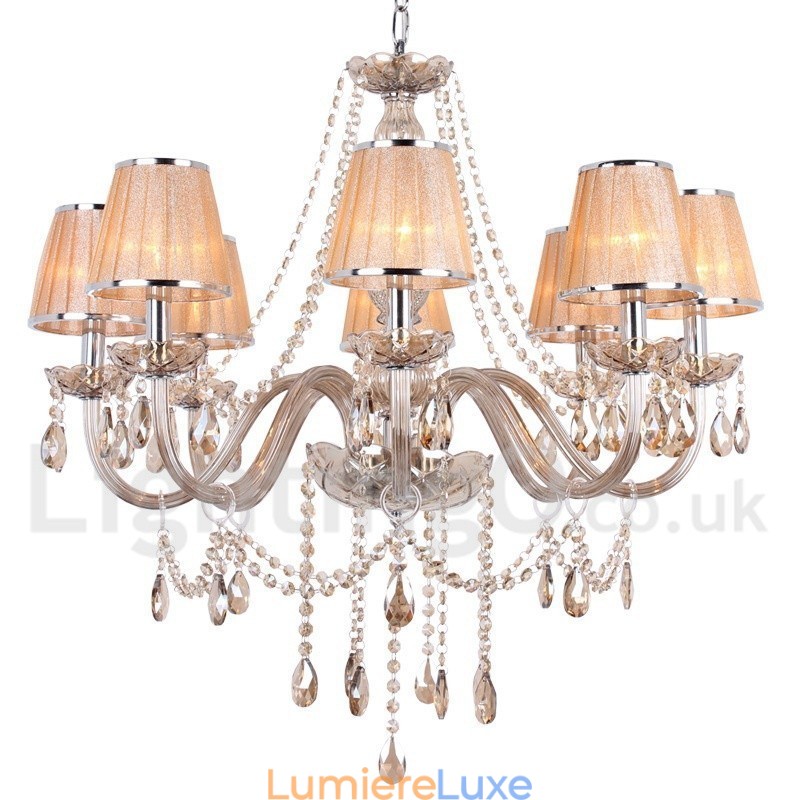 Lustre en cristal K9 à 8 lumières de style bougie
