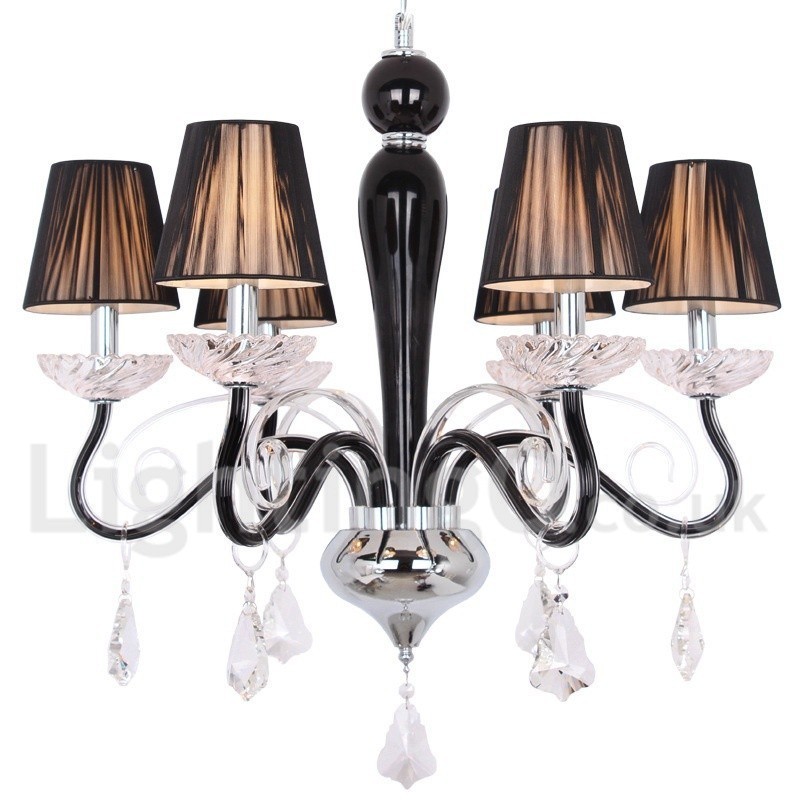 Lustre contemporain à 6 lumières en cristal K9 blanc de style bougie