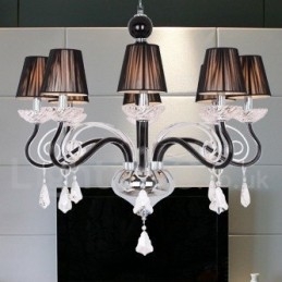 Lustre contemporain en cristal K9 blanc à 8 lumières de style bougie