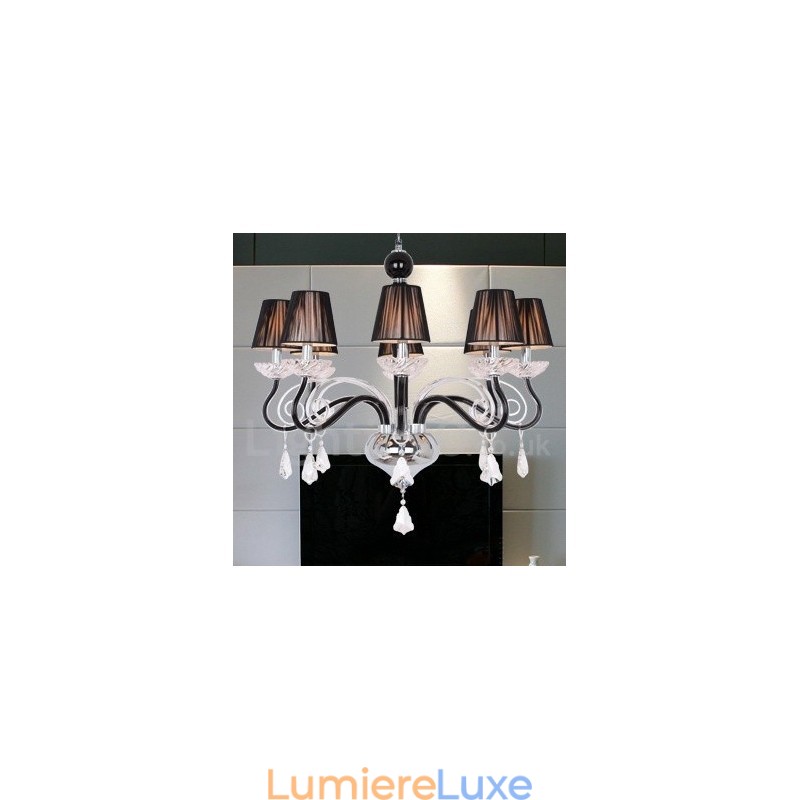 Lustre contemporain en cristal K9 blanc à 8 lumières de style bougie