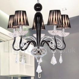 Lustre contemporain à 5 lumières en cristal K9 blanc de style bougie