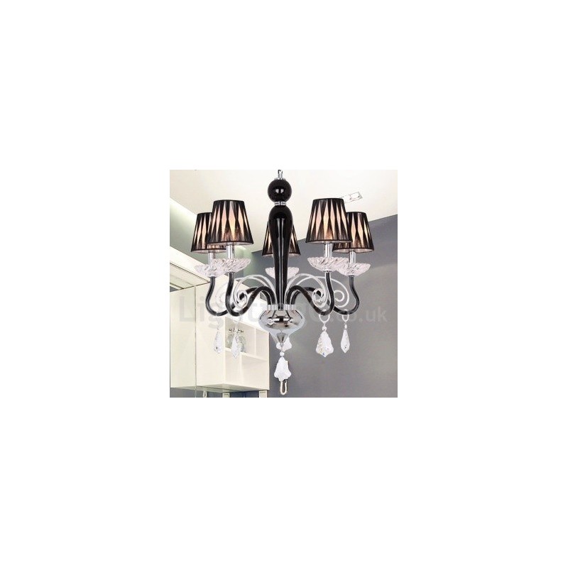 Lustre contemporain à 5 lumières en cristal K9 blanc de style bougie