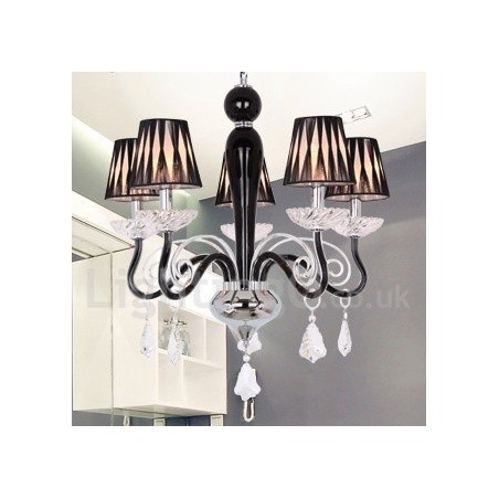Lustre contemporain à 5 lumières en cristal K9 blanc de style bougie