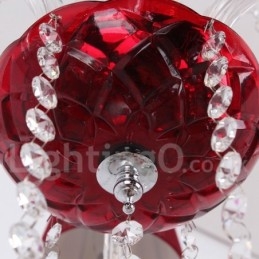 Lustre en cristal rouge K9 à 6 lumières de style bougie
