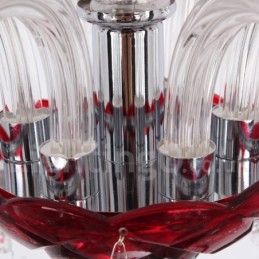 Lustre en cristal rouge K9 à 6 lumières de style bougie